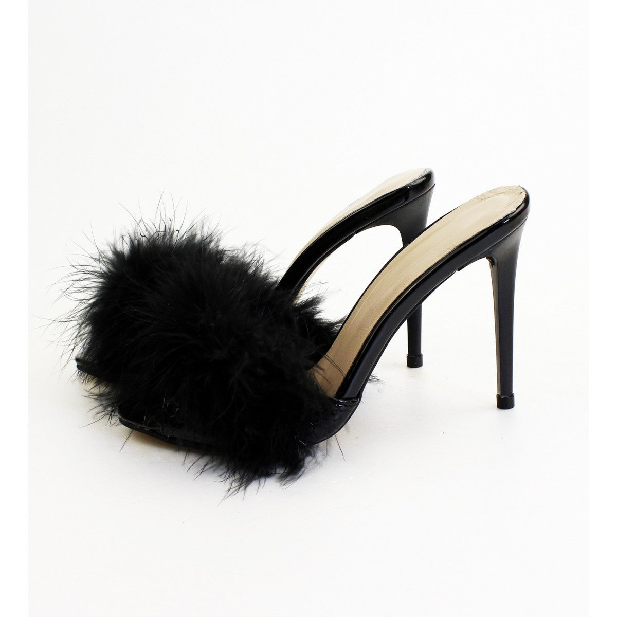 İnce Heeled Feathered Sandals