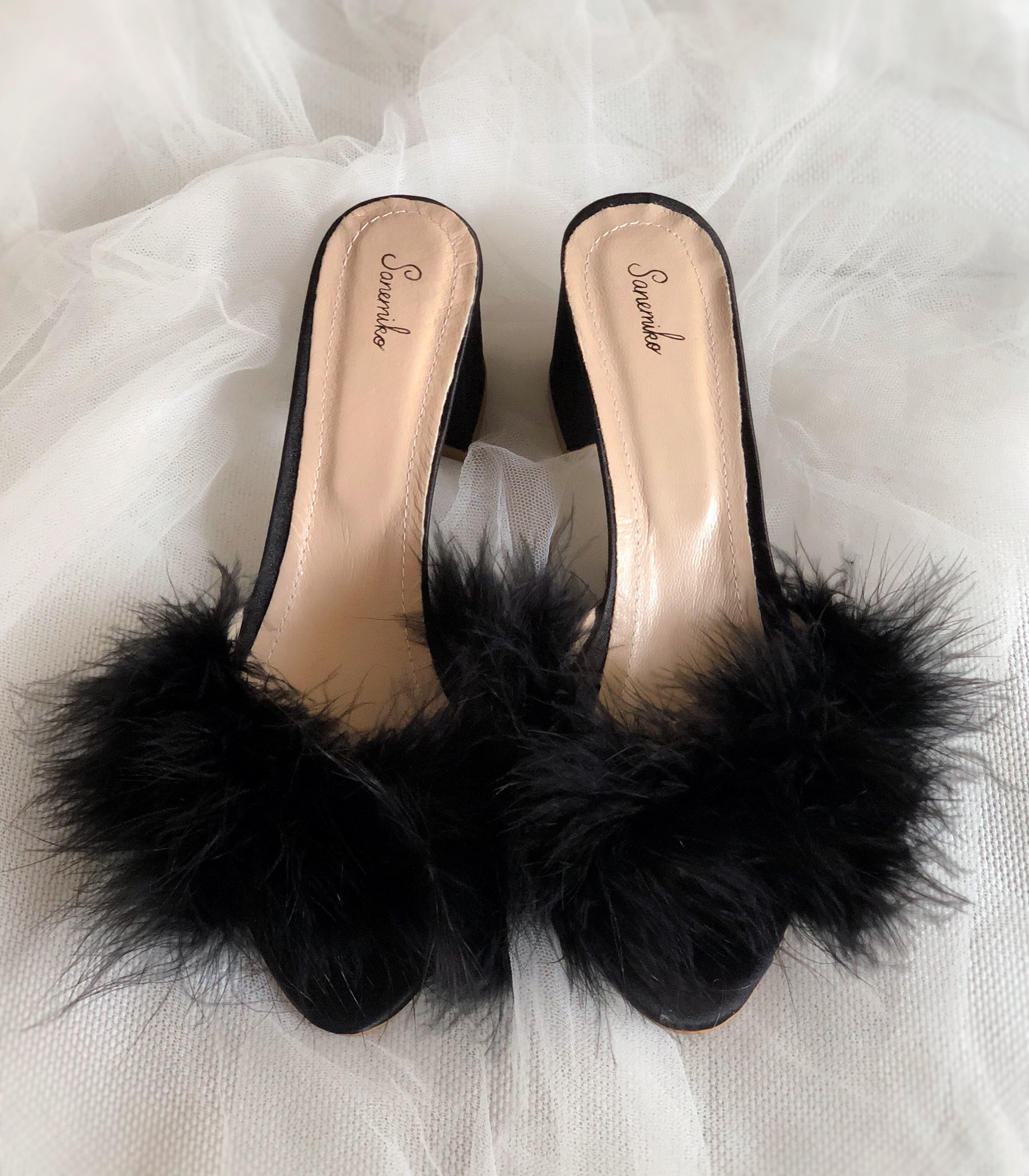 Kalin Heeled Feathered Sandals