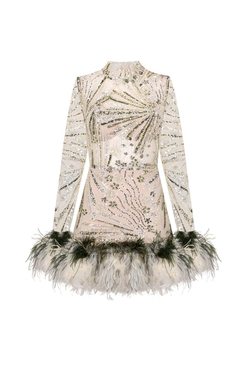 Giz Tüylü Mini Elbise Evening Dress - Image 3