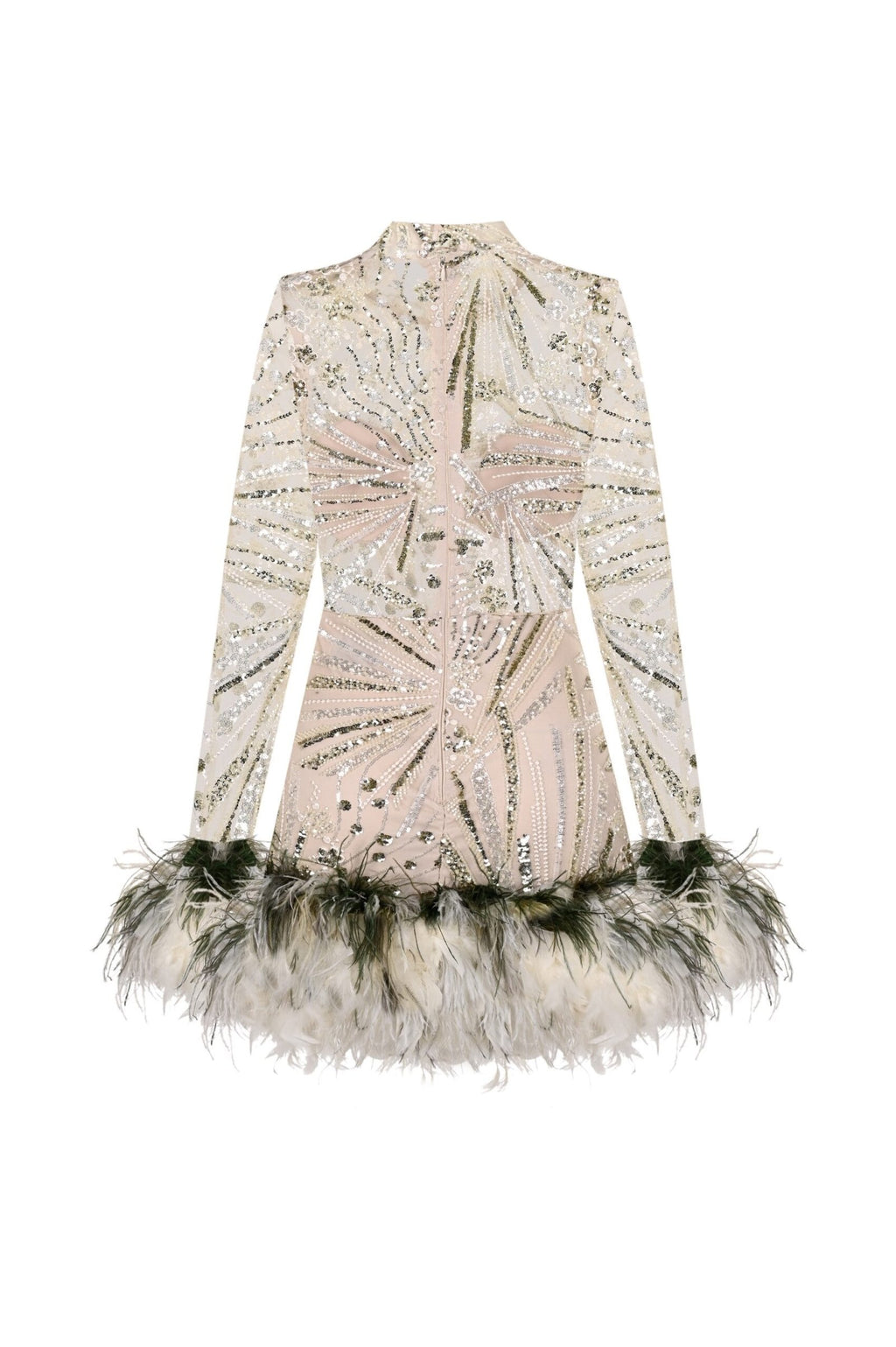 Giz Tüylü Mini Elbise Evening Dress - Image 4