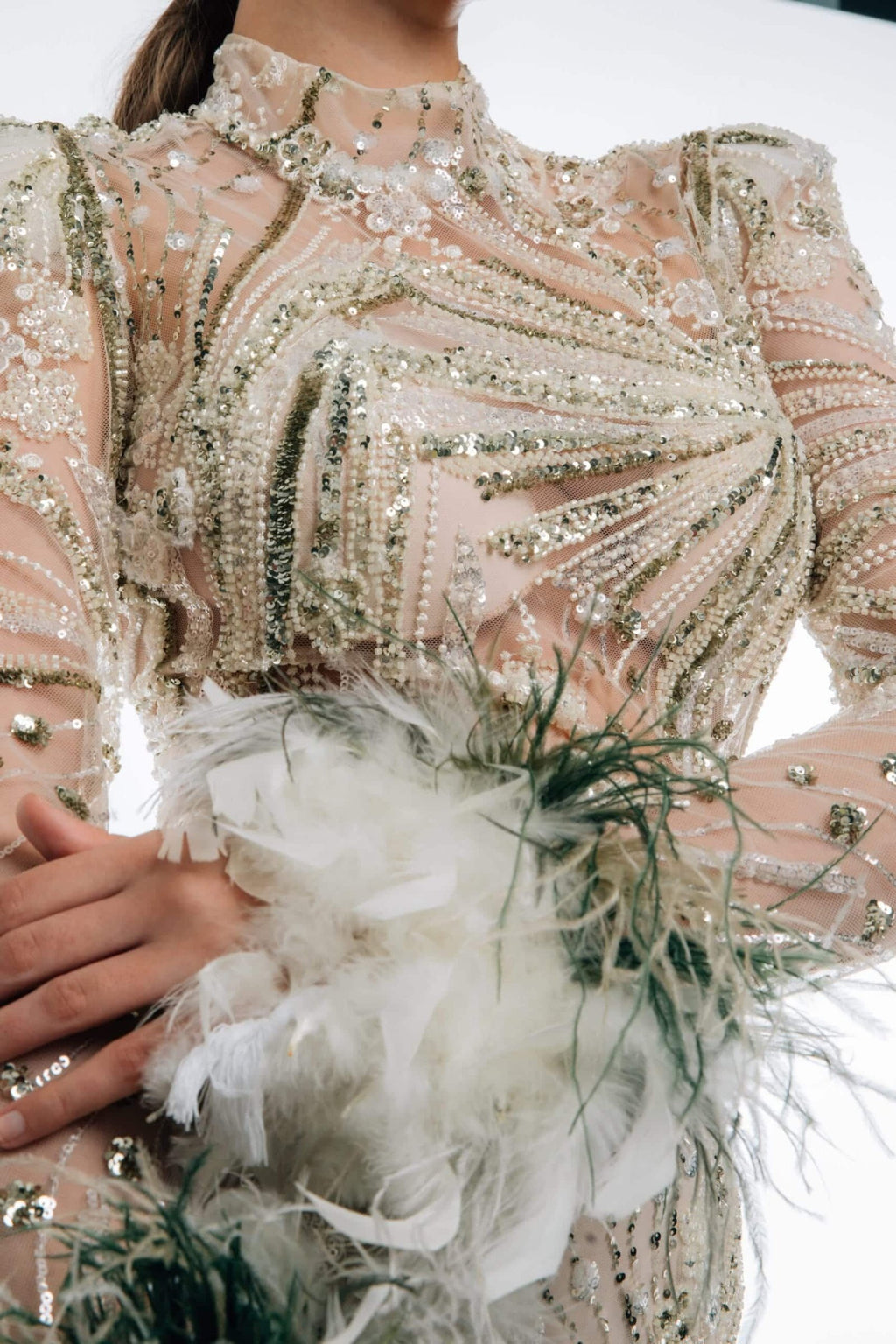 Giz Tüylü Mini Elbise Evening Dress - Image 5